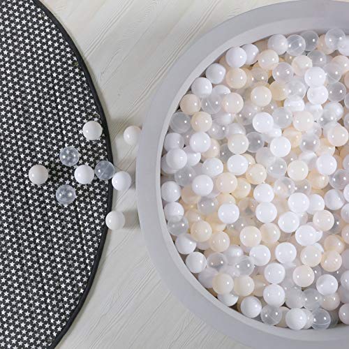 GOGOSO Ball Pit Balls Plastic Playballs for Baby Toddlers Kids Boys Girls Playhouse Decor Play Pool Fun PhthalateFree BPAFree Bath Toy White Beige Transparent100 Balls - Image 1
