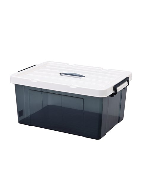 Storage Box - 33L - 53x38.5x24.5cm Blue Transparent - Durable Plastic Organizer with Latching Lid, Easy-Carry Handles, and Stackable Design - for Linens, Toys, and Garage Storage