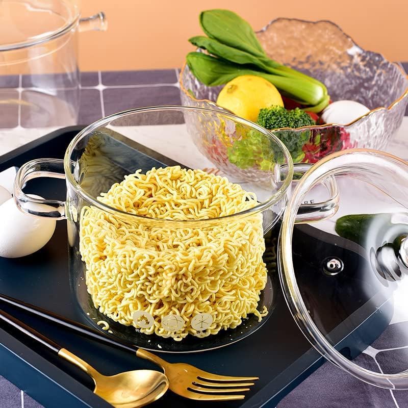 وعاء زجاجي للفرن مع غطاء، وعاء طهي كبير السعة، وعاء شفاف بمقبض، وعاء مرق للموقد، أواني طهي من زجاج البورو��يليكات، أواني آمنة للغسالة الصحون (1500 مل) - Image 5