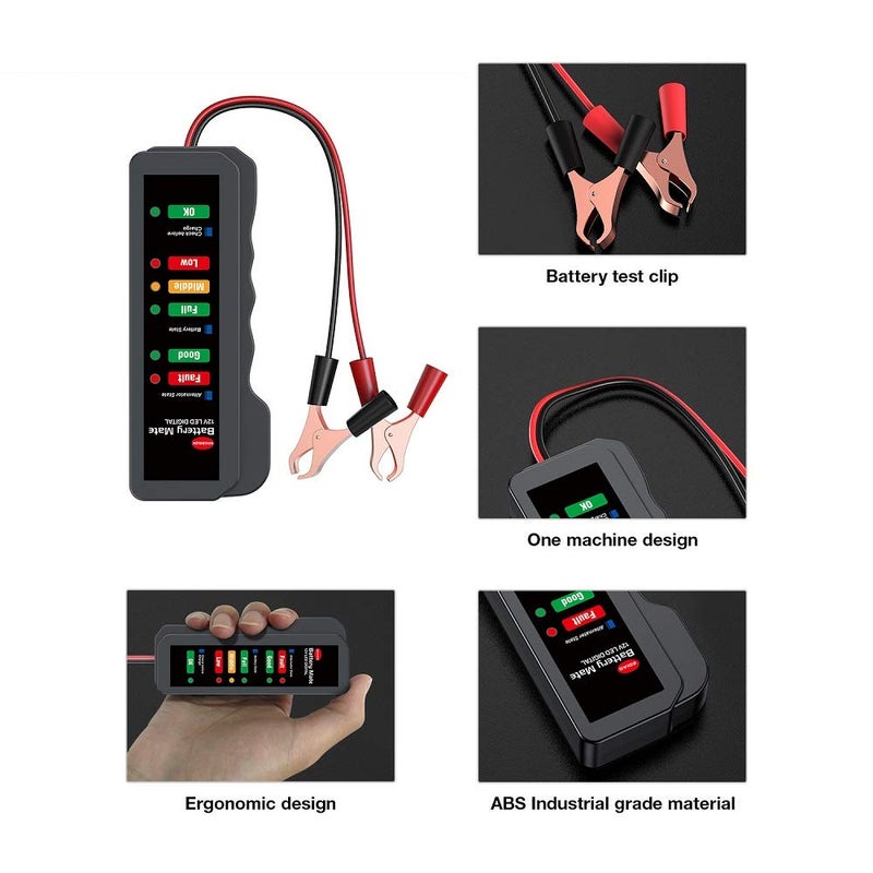 Kingbolen 12V Car Battery Tester  Alternator Tester Automotive Battery Checker  Analyzer To Check Alternator & Battery Charging System Led Indication - Image 3