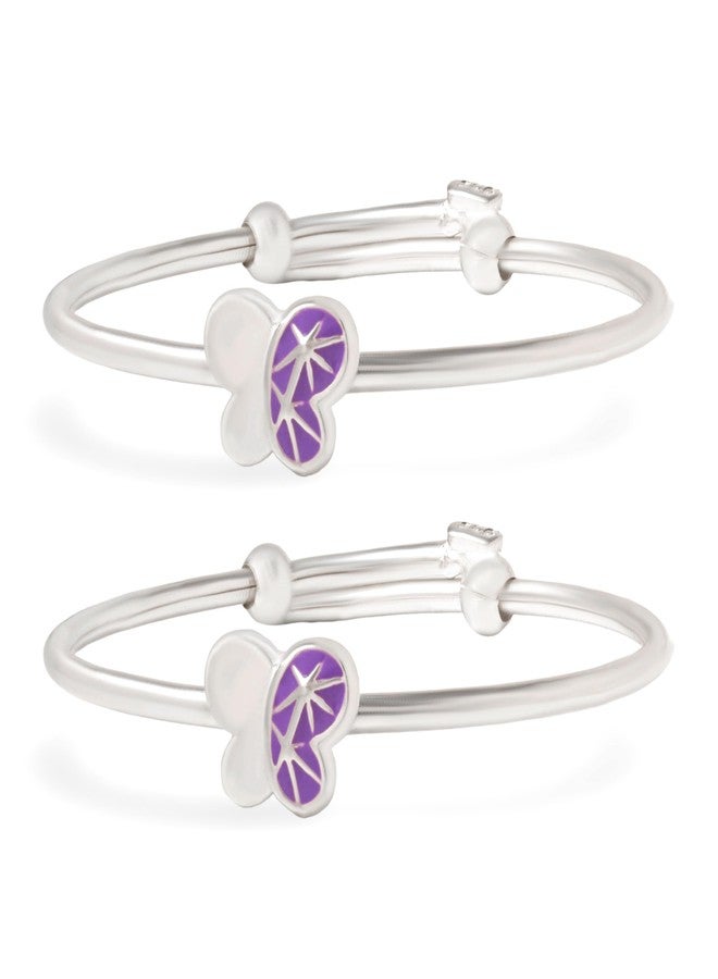 Silver Chest 925 Sterling Silver Baby Bangles Pair | Adjustable Silver Kids Bangles with Butterfly Design for Boys & Girls | Hallmarked Gift for Infants & Toddlers | Baby Bracelet | Age : 0 to 5 Years - Image 1