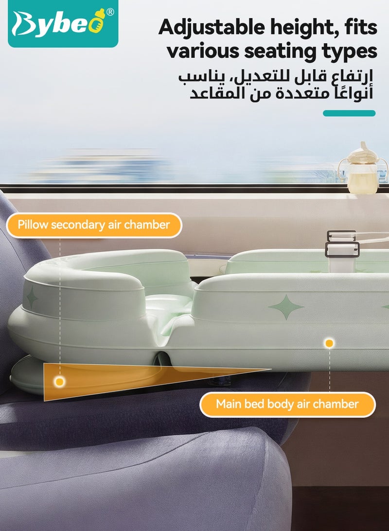 بيبو سرير طائرة قابل للنفخ للأطفال الرضع، سرير سفر للأطفال الصغار، ممدد مقعد الطائرة للأطفال مع حاجز وحزام أمان، مرتبة أطفال قابلة للنفخ بطول وارتفاع قابلين للتعديل مع مضخة يدوية وحقيبة تخزين، للطائرة والسيارة والقطار والسفر - Image 5