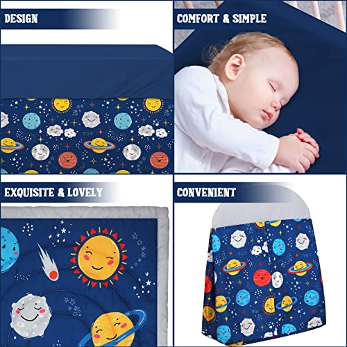 Rtteri 4 Pieces Baby Crib Bedding Set, Nursery Bedding Standard Size Soft Baby Bedding Set Including Crib Skirt, Blanket, Sheet and Diaper Stacker for Girls and Boys(Space) - Image 5