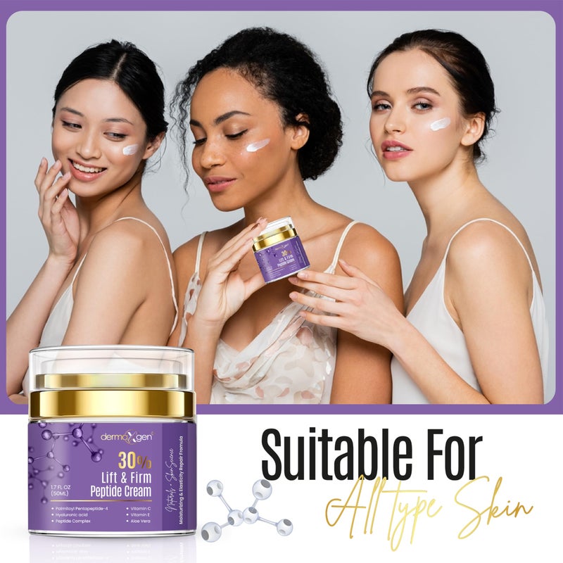 Dermaxgen 30% Lift & Firm Peptide Cream for Face - Organic Anti Aging Firming Cream for Wrinkles and Fine lines - Hydrating Formula with Matrixyl for Skin Firmness and Barrier Repair - 1.7 Fl Oz /50ML - Image 5