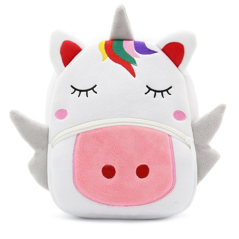 Plush Kids Backpack, Unicorn Animal Design, Soft Lightweight School Bag for Toddlers and Preschool Kids - Image 1