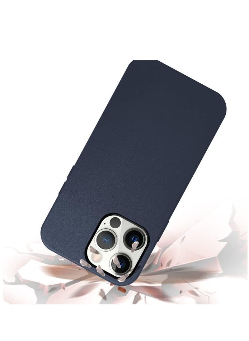 Case Compatible With iPhone 14 Pro Max Mag-Safe Noble Collection Premium PC+PU Leather Case with Official Design Phone Cover Anti-Fingerprint Scratch Resistance, A+ Leather Material (Blue)  - Image 3