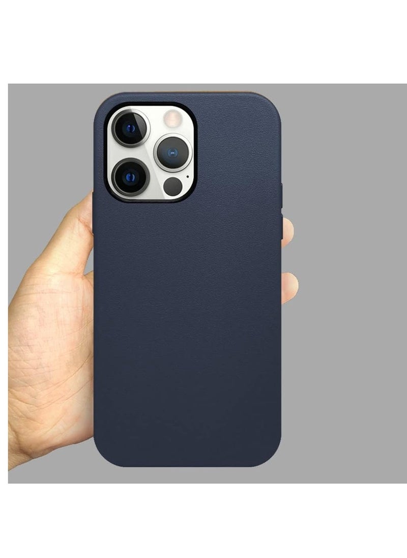 Case Compatible With iPhone 14 Pro Max Mag-Safe Noble Collection Premium PC+PU Leather Case with Official Design Phone Cover Anti-Fingerprint Scratch Resistance, A+ Leather Material (Blue)  - Image 5
