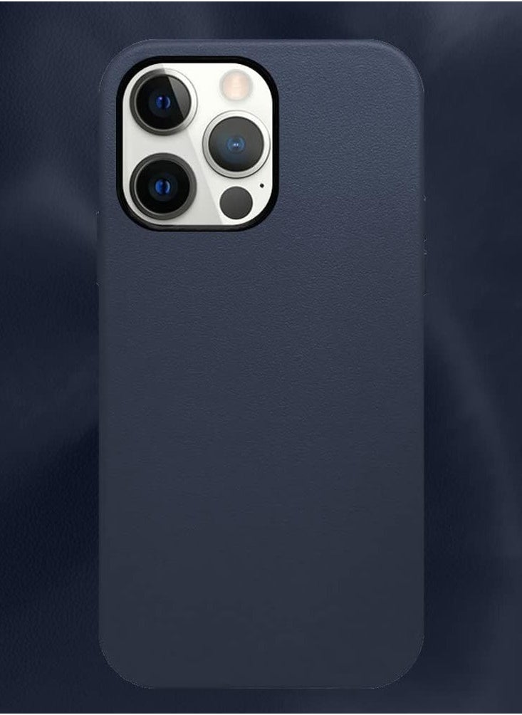 Case Compatible With iPhone 14 Pro Max Mag-Safe Noble Collection Premium PC+PU Leather Case with Official Design Phone Cover Anti-Fingerprint Scratch Resistance, A+ Leather Material (Blue)  - Image 2