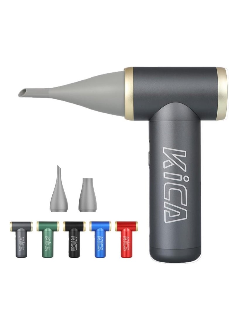 كيكا "منفضة الهواء الكهربائية KiCA Jet Fan 2.0 - 100,000 دورة في الدقيقة - أداة تنظيف متعددة الأغراض للكمبيوتر ولوحة المفاتيح وعدسة الكاميرا والتخييم والشواء والسيارة والمزيد - فوهة مطورة وعمر البطارية - بديل يمكن للهواء - رمادي" - Image 3