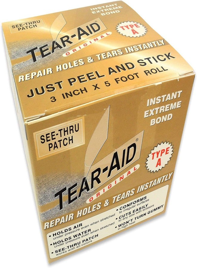 Tear-Aid Fabric Repair Kit, Type A Clear Patch for Canvas, Fiberglass, Leather, Polyester, Nylon & More, 3in x 5ft Roll, Single Pack - Image 1