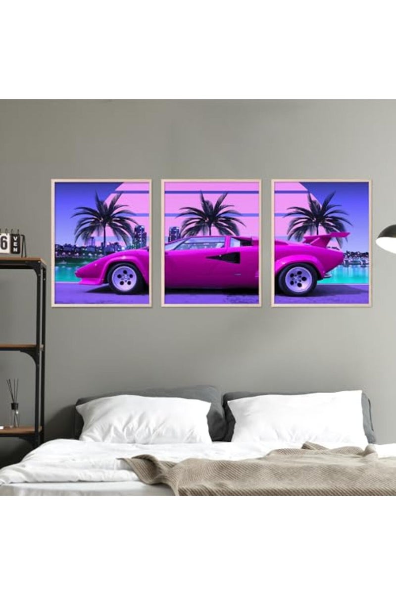 BigWig Prints Lamborghini Poster - Car Wall Art, Car Posters For Boys Room, Lamborghini Countach Wall Art, Cyberpunk Decor, Men - 3 Panel (12x16”) - Image 4