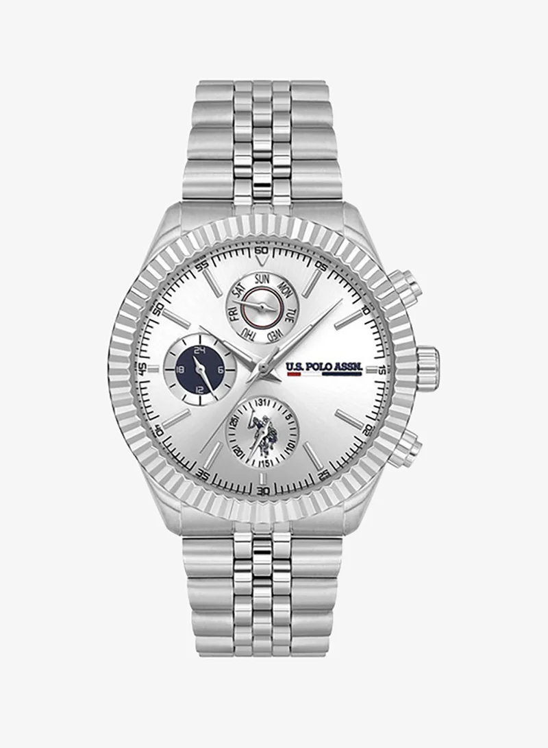 U.S. Polo Assn. Crossing Stainless Steel Bracelet Quartz Multifunction Watch for Men, 42mm