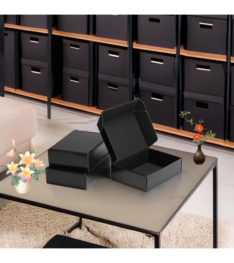 Corrugated Cardboard Shipping Boxes 15x10x4cm Black 25 Pack For Business Gift Mailing - Image 1