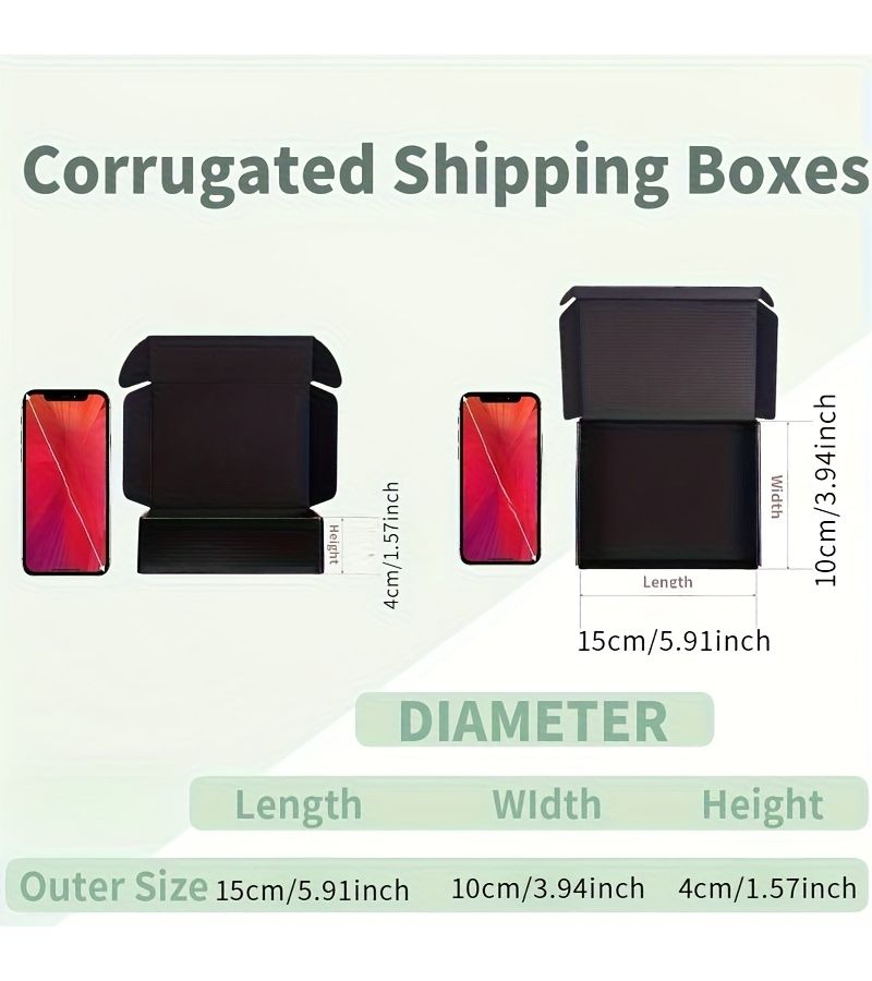 Corrugated Cardboard Shipping Boxes 15x10x4cm Black 25 Pack For Business Gift Mailing - Image 5
