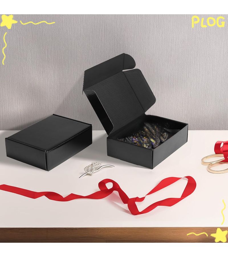 Corrugated Cardboard Shipping Boxes 15x10x4cm Black 25 Pack For Business Gift Mailing - Image 4