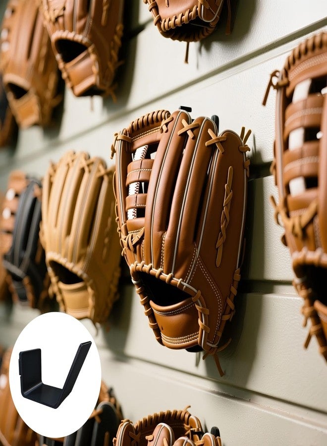 MOOYIYAN Baseball Glove Wall Mount Display Rack, Black, Heavy-Duty Plastic, 2 Pack, Space-Saving Storage, Form-Preserving Design for Baseball Softball Equipment - Image 2