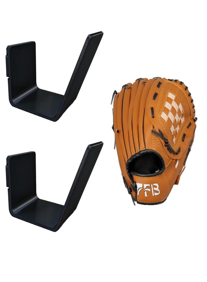 MOOYIYAN Baseball Glove Wall Mount Display Rack, Black, Heavy-Duty Plastic, 2 Pack, Space-Saving Storage, Form-Preserving Design for Baseball Softball Equipment - Image 1