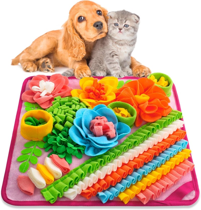 Oliumt Snuffle Mat for Dogs, Sniff Mat Slow Feeding Mat for Small Pets Cats, Rabbits - Help Stress Relief and Training - Stimulate Your Pet's Foraging Skills! (Pink) - Image 1
