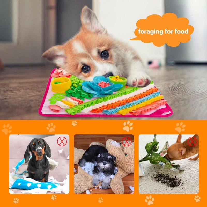 Oliumt Snuffle Mat for Dogs, Sniff Mat Slow Feeding Mat for Small Pets Cats, Rabbits - Help Stress Relief and Training - Stimulate Your Pet's Foraging Skills! (Pink) - Image 3