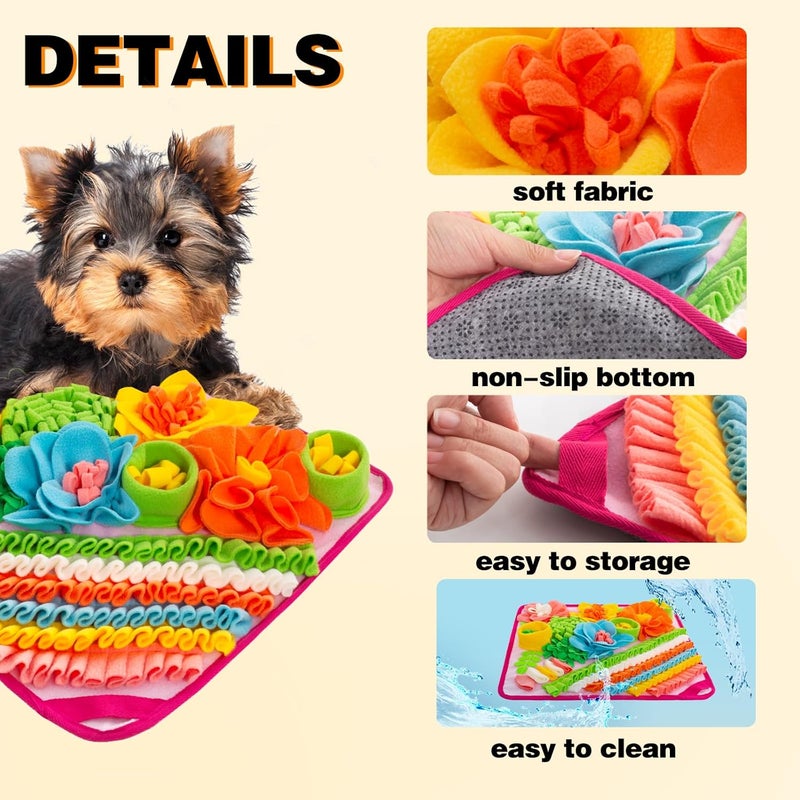 Oliumt Snuffle Mat for Dogs, Sniff Mat Slow Feeding Mat for Small Pets Cats, Rabbits - Help Stress Relief and Training - Stimulate Your Pet's Foraging Skills! (Pink) - Image 2