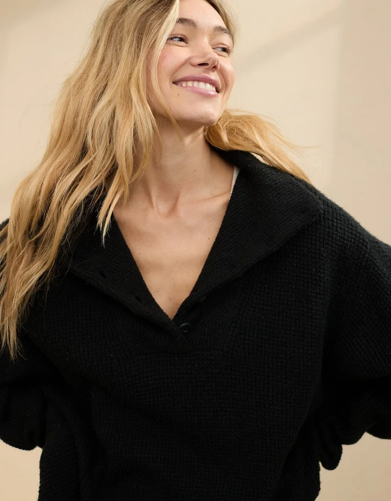 Aerie Aerie CozyUp Waffle Button Sweater