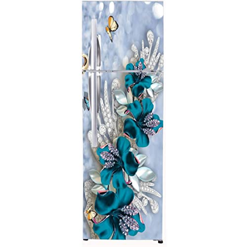 WallDaddy Fridge Stickers & Wall Stickers, Beautiful Fridge Decorative Sticker Wallpaper Poster (PVC Vinyl) Large Size (60x160 cm) (Puppy Blue Flower), Self-Adhesive - Image 5