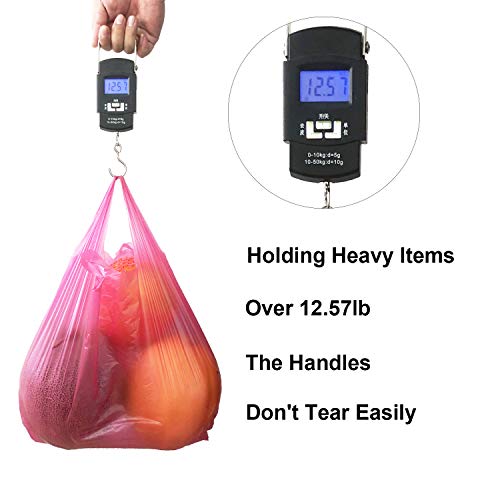 LazyMe T Shirt Bags, Plastic Grocery Bags with Handles for Merchandise and Supermarket, Bolsas De Plastico Para Negocio, 12 x 20 Inches (Rose Red, 100 Pcs) - Image 4