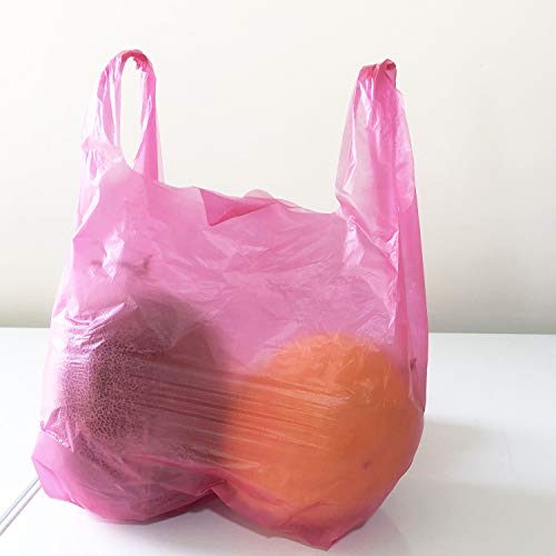 LazyMe T Shirt Bags, Plastic Grocery Bags with Handles for Merchandise and Supermarket, Bolsas De Plastico Para Negocio, 12 x 20 Inches (Rose Red, 100 Pcs) - Image 5
