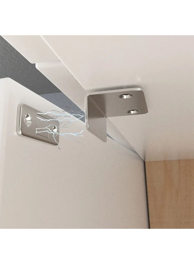 Alloy Magnetic Door Catch Latch Silvery 2pcs Set Strong Adhesion Drill Free Mount For Cabinets Wardrobes - Image 2