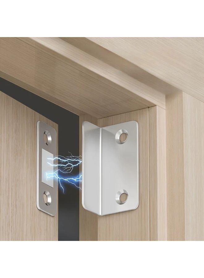 Alloy Magnetic Door Catch Latch Silvery 2pcs Set Strong Adhesion Drill Free Mount For Cabinets Wardrobes - Image 1