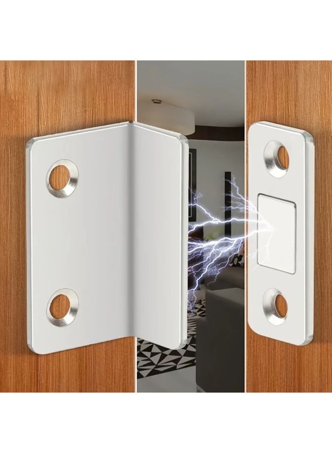 Alloy Magnetic Door Catch Latch Silvery 2pcs Set Strong Adhesion Drill Free Mount For Cabinets Wardrobes - Image 3