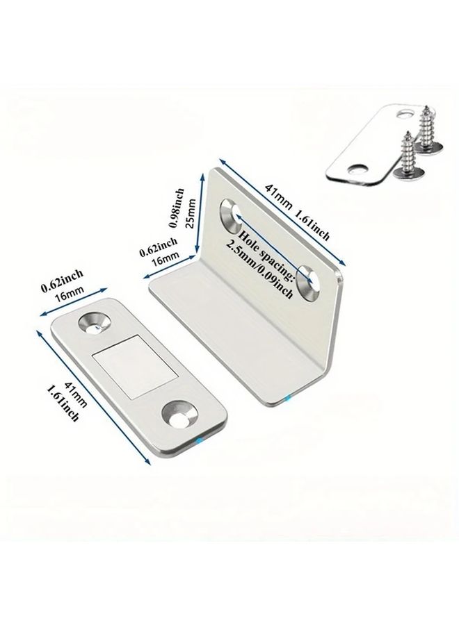 Alloy Magnetic Door Catch Latch Silvery 2pcs Set Strong Adhesion Drill Free Mount For Cabinets Wardrobes - Image 4