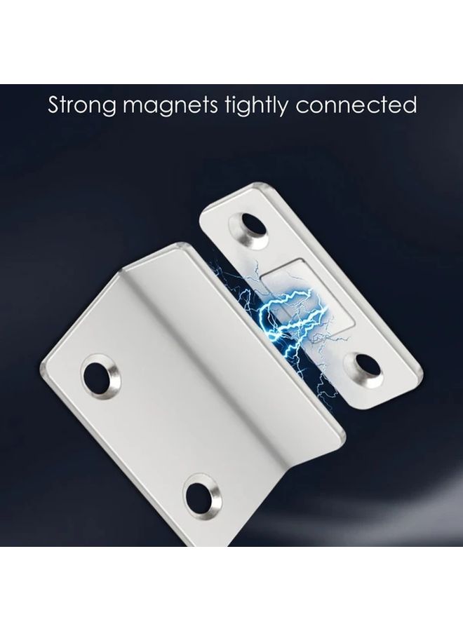 Alloy Magnetic Door Catch Latch Silvery 2pcs Set Strong Adhesion Drill Free Mount For Cabinets Wardrobes - Image 5