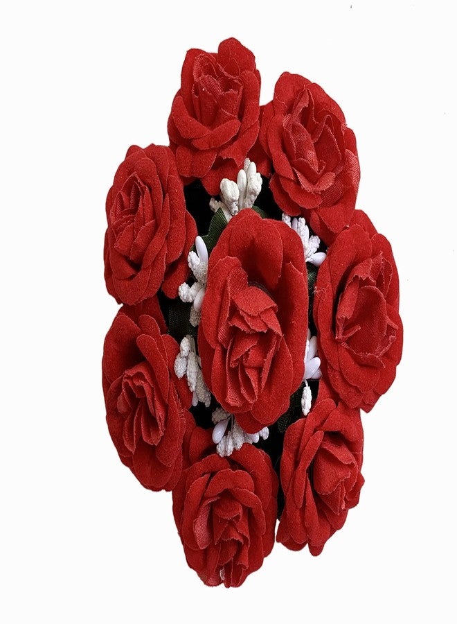 Arooman™ Flower Juda/Bun Hair Gajra for Girls Hair Styling, Hair Accessories (Pack-01,Color-Red) M12190931 - Image 2