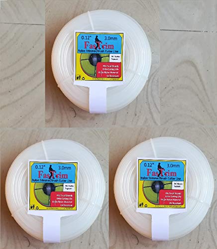 FASTRIM 3 Roll of 3 mm 50 m Square/White/Grass Cutter/Nylon Trimmer line - Image 3