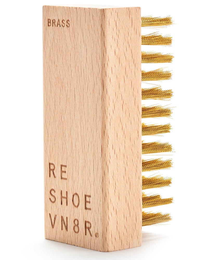 RESHOEVN8R Reshoevn8r Brass Bristle Brush  Suede Brush Shoes Cleaning Kit to Restore Texture  TravelFriendly Sneaker Cleaner  Shoe Care with Smooth Wooden Handle for Perfect Grip 