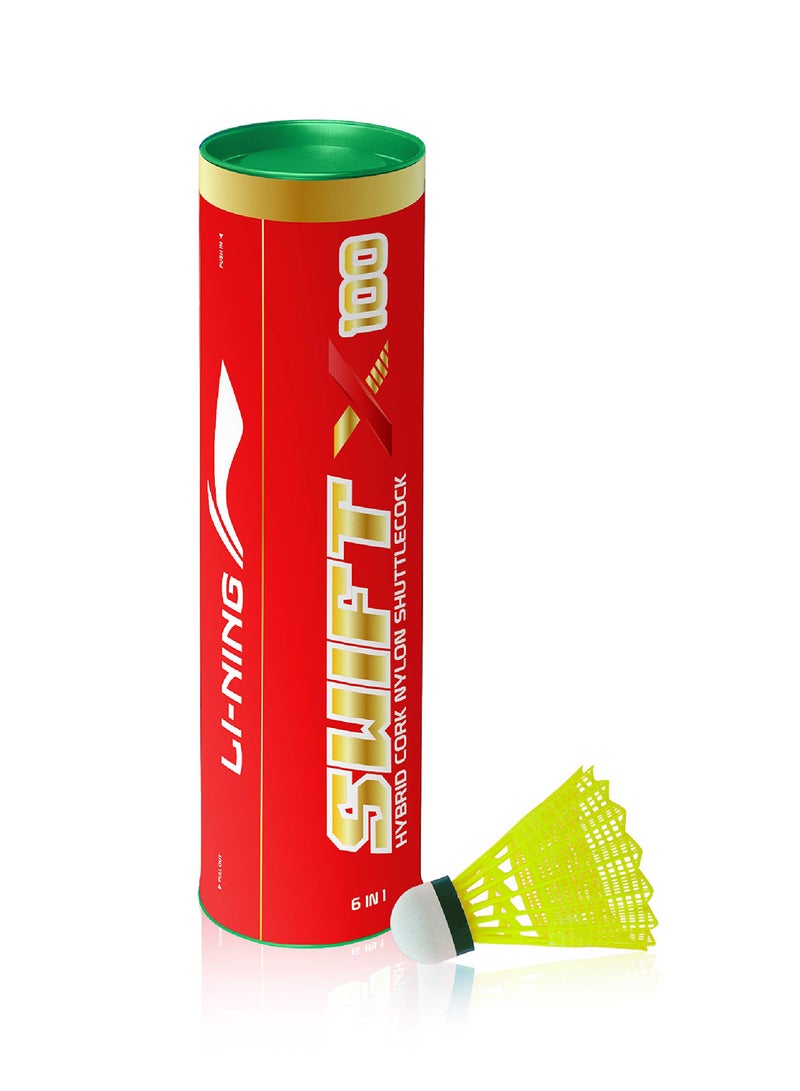 لي-نينج سويفت X100 كرة الريشة | المادة: نايلون |  سرعة بطيئة | أداء متين | الهجين قاعدة الفلين - Image 1