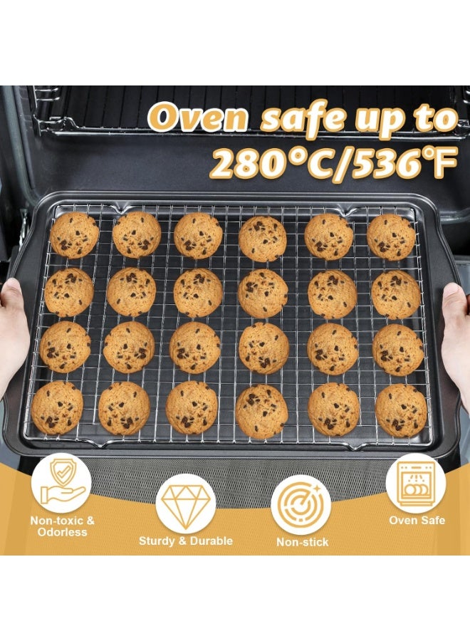 ALAMAREQ Baking Sheet with Cooling Racks - Carbon Steel Cookie Sheets for Baking [2 Sheets + 2 Racks], Nonstick Baking Pans, Perfect for Baking, Roasting, and More, Size 17 x 11 x 0.5 Inches - Image 5