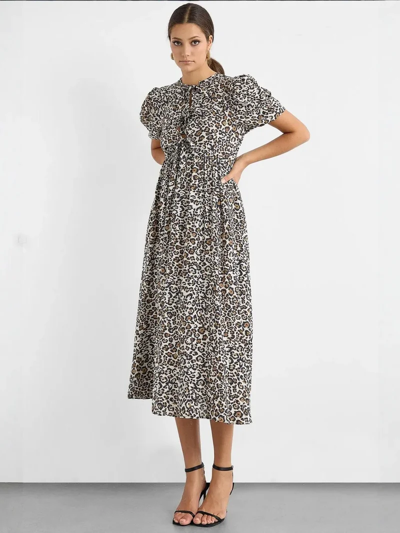 HICCUP Animal Print Midi Dress