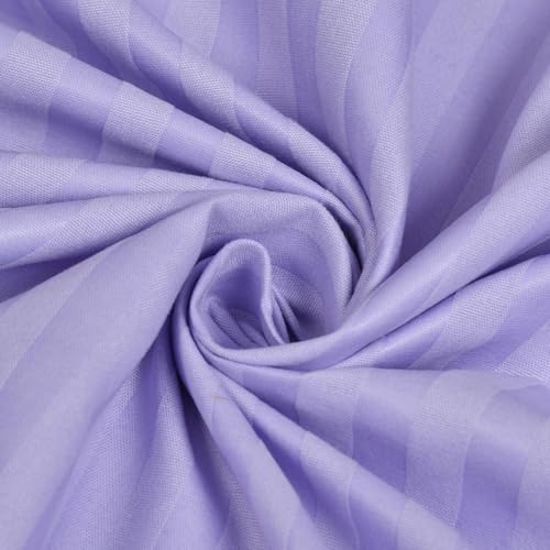 Blue Strip 220 TC Glace Cotton Satin Stripes Plain Bedsheet for Double Bed with Two Pillow Covers for Home/Hotels/Guest House,Size-90x90 Inches(Flat) (Levender) - Image 4
