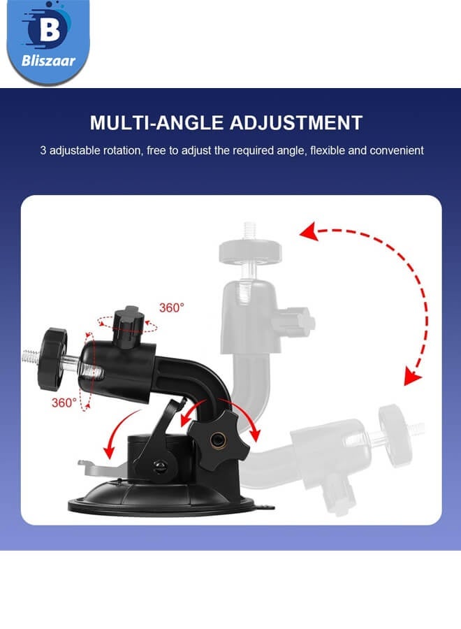 Bliszaar Car Suction Cup Mount with Phone Holder Action Camera Windshield Window Mount, Compatible for Go Pro Hero 13 12 11 10 9 8 7/for Insta 360 X3 X4 / DJI Action 3 4 5 pro Pocket 3 Accessories - Image 3
