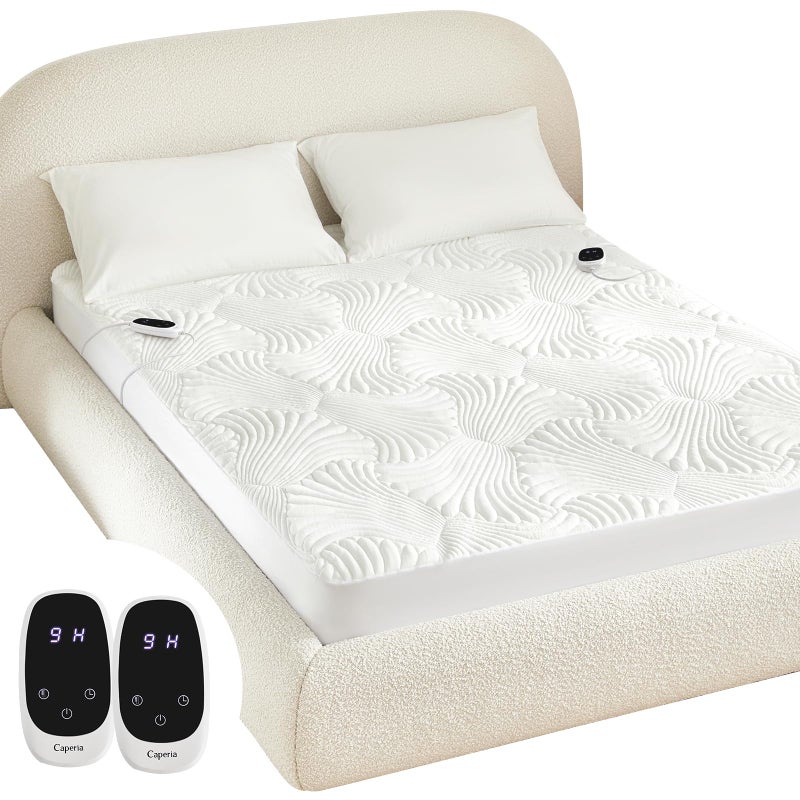 Caperia Heated Mattress Pad King, Electric Mattress Pad Bed Warmer with 9 Heat Settings, Memory Function, 1-12 Hours Auto Off, Deep Pocket, Machine Washable, 78"x 80" - Image 1