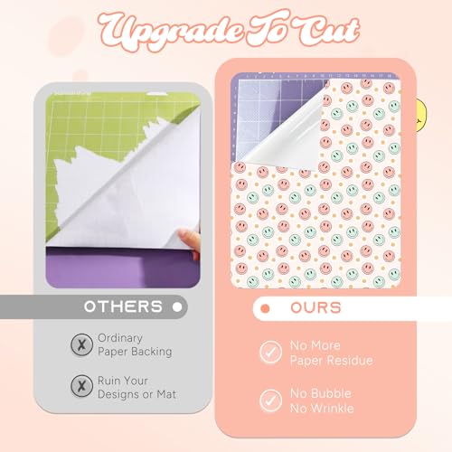 Tintnut Smiley Face Permanent Adhesive Vinyl - 12 Sheets 12"x10", Daisy Flower Adhesive Vinyl, Groovy Pattern Sheets for Cutting Machine, Home Decor Self Sticker - Image 4