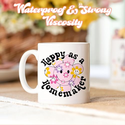 Tintnut Smiley Face Permanent Adhesive Vinyl - 12 Sheets 12"x10", Daisy Flower Adhesive Vinyl, Groovy Pattern Sheets for Cutting Machine, Home Decor Self Sticker - Image 5