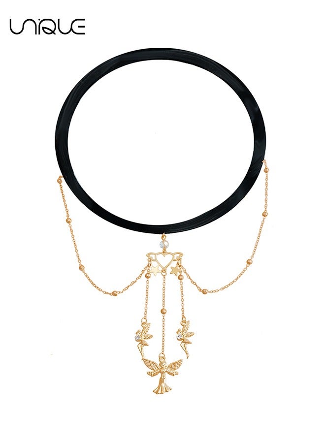 Unique Women's Leg Chain Jewelry - Thigh Chain - Black Stretch Leg Chain - Pearl Tassel Leg Chain - Glitter Body Chain Fashion Pendant Body Jewelry Girl Beach Summer Vacation Accessories (Golden)  - Image 1