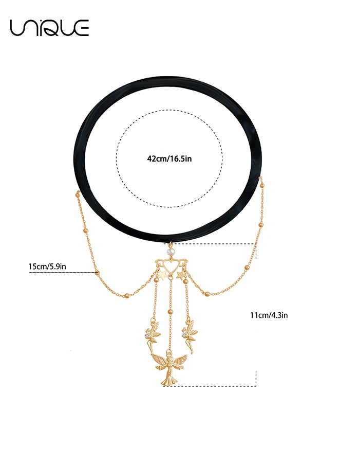 Unique Women's Leg Chain Jewelry - Thigh Chain - Black Stretch Leg Chain - Pearl Tassel Leg Chain - Glitter Body Chain Fashion Pendant Body Jewelry Girl Beach Summer Vacation Accessories (Golden)  - Image 2