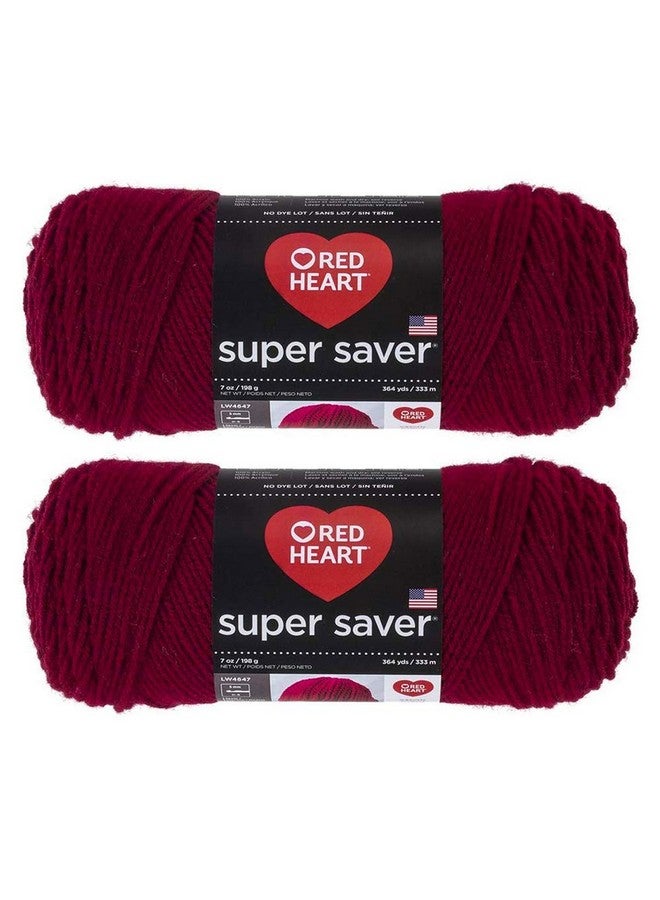 RED HEART Bulk Buy: Red Heart Super Saver (2 Pack) (Burgundy 7 Oz Each Skein) - Image 1