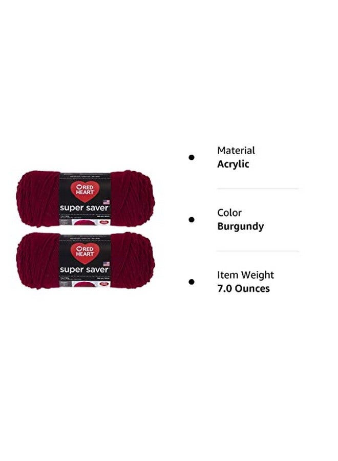 RED HEART Bulk Buy: Red Heart Super Saver (2 Pack) (Burgundy 7 Oz Each Skein) - Image 2