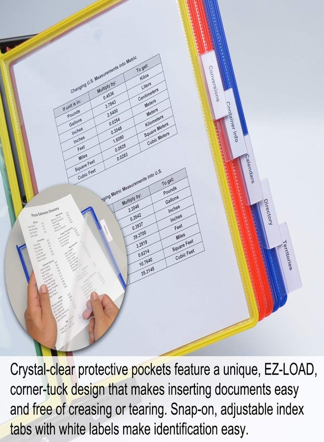Ultimate Office SwitchFile Reference Organizer Displays Both Landscape or Portrait Documents, Desk or Wall Mount, Featuring, 10 EZ-Load Pockets to Hold 20 Sheets of Paper (Colored Pockets) - Image 4