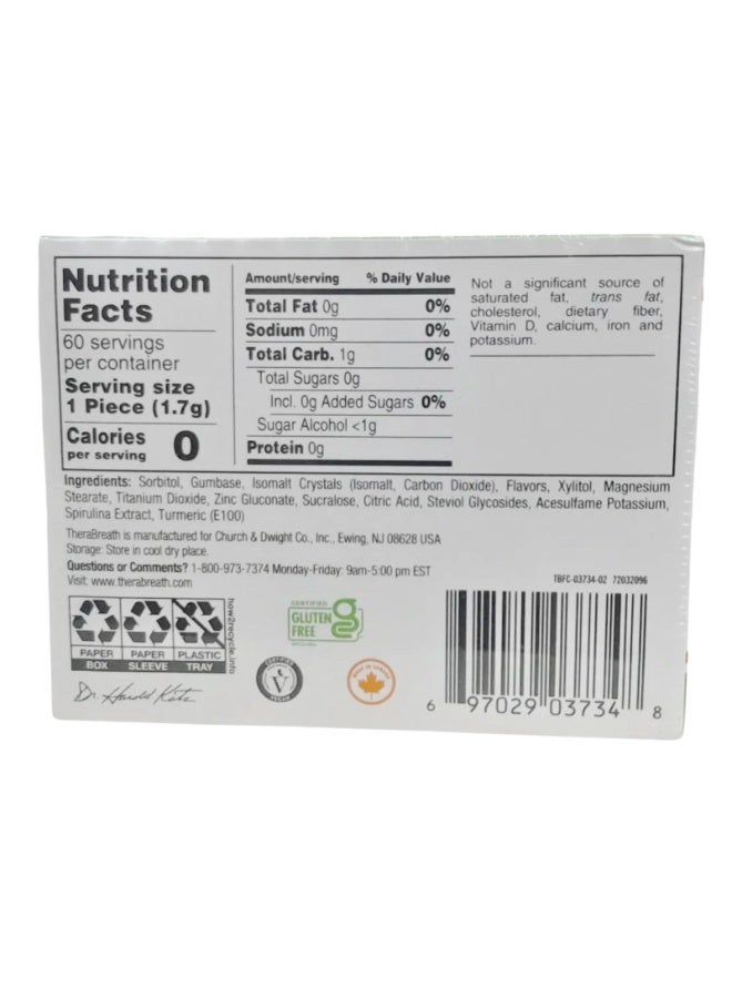 Therabreath علكة منعشة للتنفس مع الزنك ونكهة الحمضيات والنعناع، 10 قطع (عبوة من 6 قطع) - Image 5